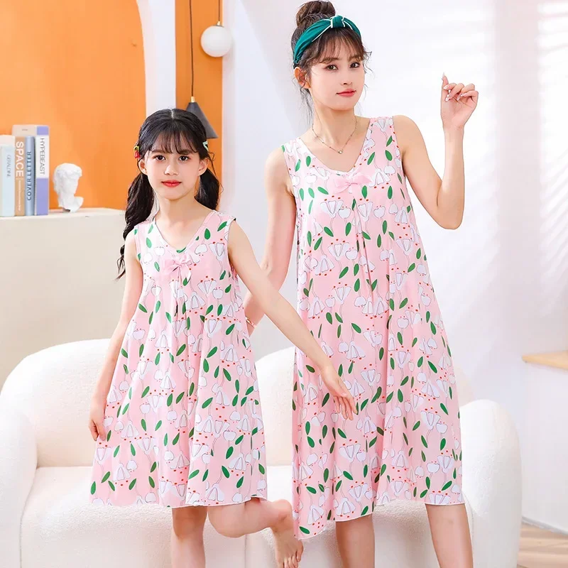 Baby Girls Night Dress Sleepwear Summer Nightgown Kids Pajamas Nightgown Sleeveless Sleepshirts Nighty Children Pyjamas Homewear