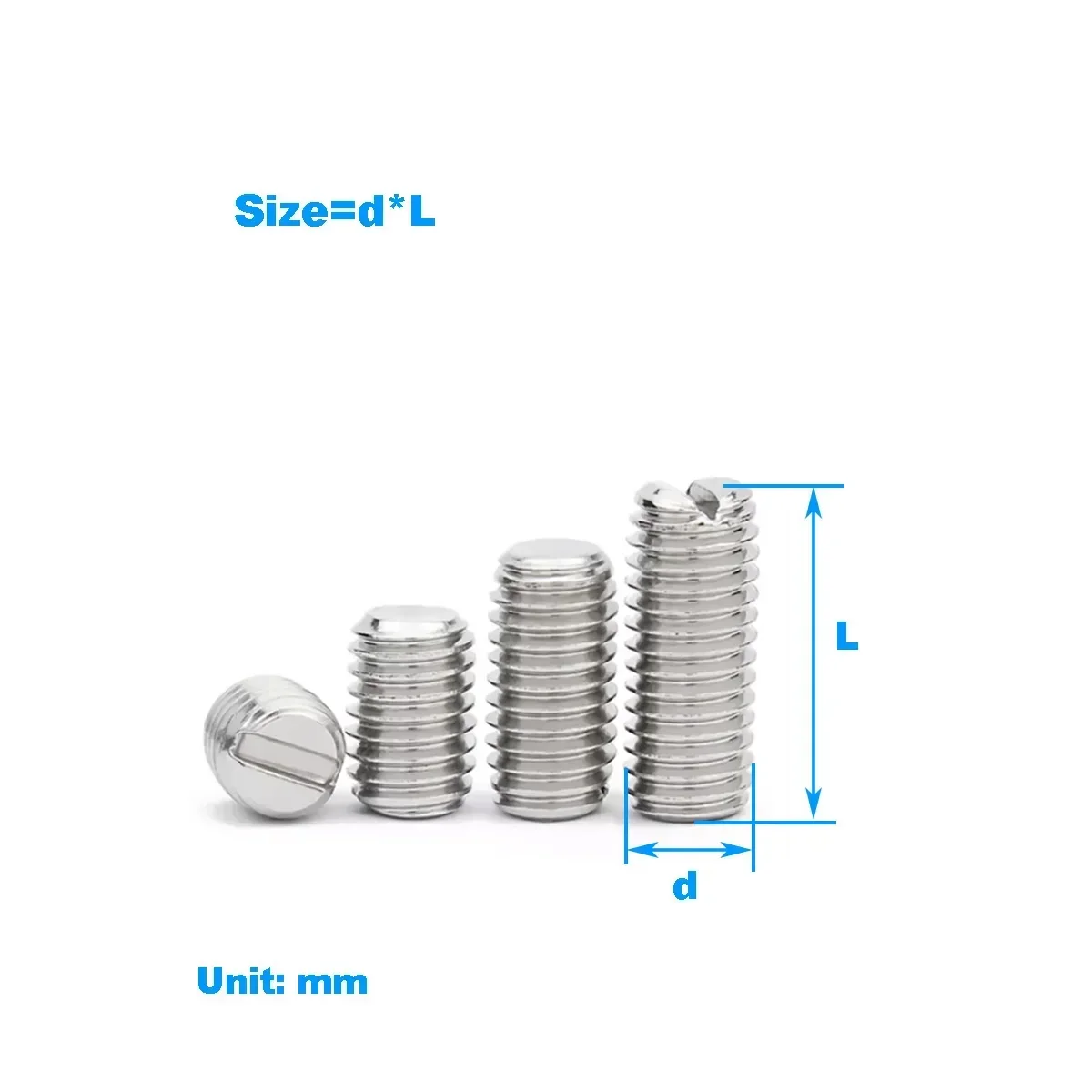 

304 Stainless Steel Flat End Set Screw / Slotted Headless Bolt M1.6M2M3M4M5M6M8M10