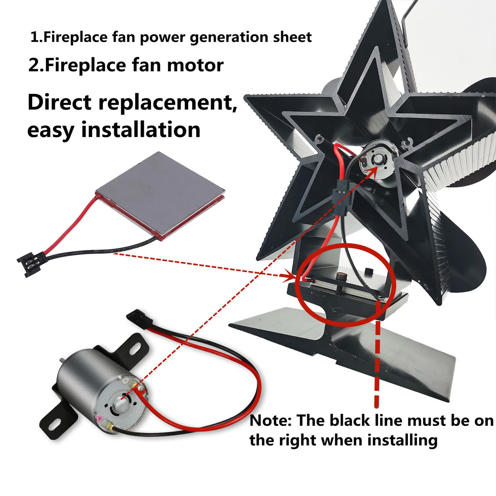 Stove Fan Power Generation Sheet Fireplace Fan Power Generation Sheet 227℃ Heat Resistant with Storage Box for Repair