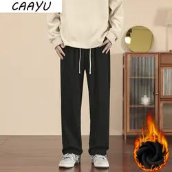 CAAYU Autumn Winter Jogger Thickening Pants Men Drawstring Trousers Casual Comfortable Fleece Tracksuits Plus Size Gym Pants Men