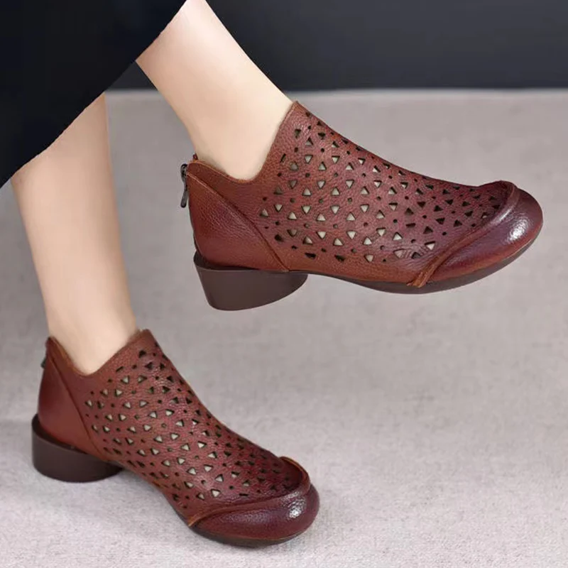 Hollow Women Shoes Ankle Designer Casual Mid Heels Shoes New Autumn Claasic Oxford Shoes 2024 Fashion Dress Femme Zapatillas