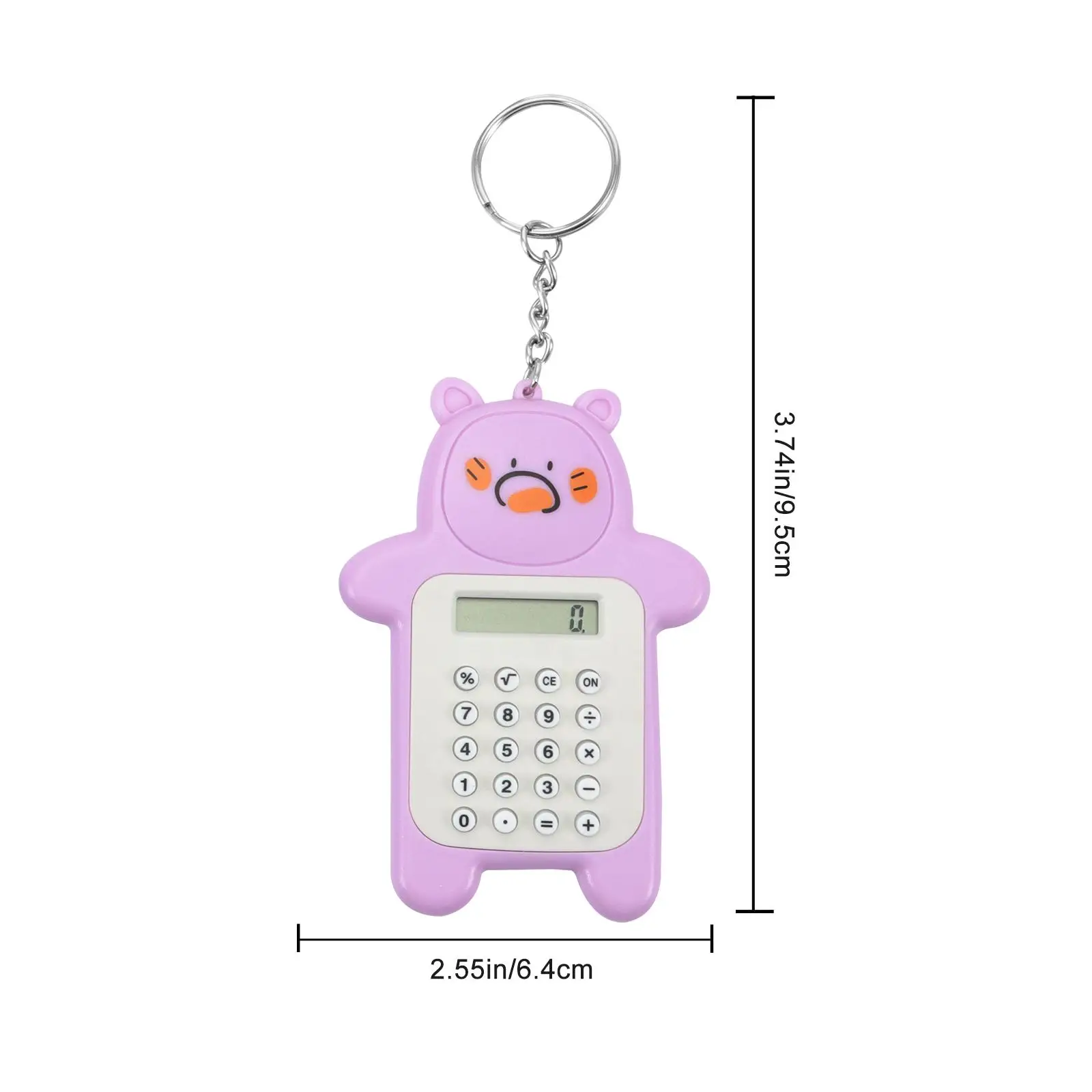 3 Pcs Arithmetic Calculator Key Chain Pendant Electronic LCD With Keychain Buckle Plastic Adorable Mini Caculator Bear-shaped