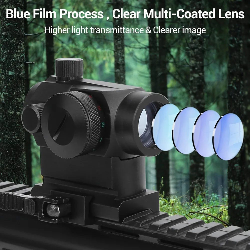 1x22mm Red Dot Sight 3 MOA Red Dot Scope Optical Sight Reflex Sight with QD Riser Mount Rifle Scope Hunting Airsofts Accessories