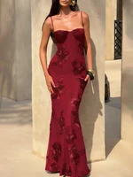 Nibber Elegant Flower Embroidery Maxi Dress Women Low-Neck Cross Bandage Backless Summer Street Trend Skinny Holiday Vestidos - Image 3
