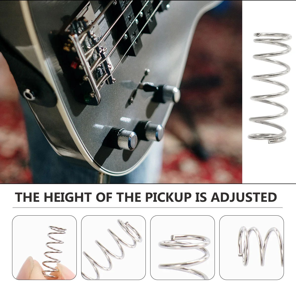 17pcs Bass Electric Guitar Spring Tension Spring Pickup Adjust Height Straight Bridge Pull String String Code Saddle Spring (Gol