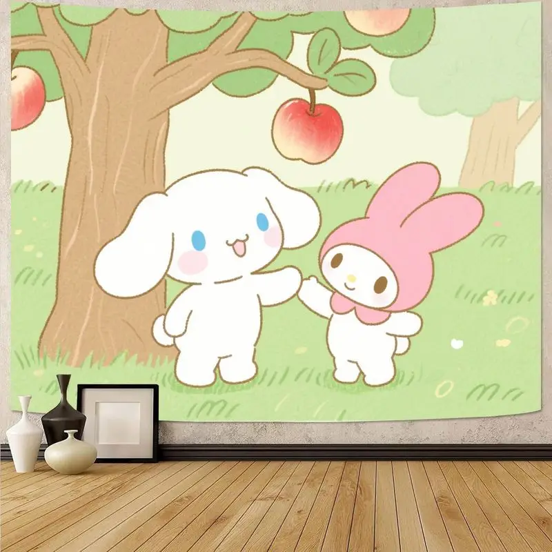 

1 шт. Sanrio Cinnamoroll My Melody Kawaii гобелен, милые настенные рисунки из полиэстера для декора спальни, гостиной, общежития, друзей яблоны