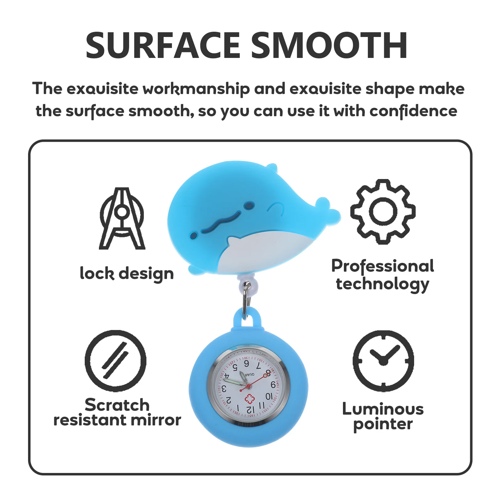 

Creative Nurse Hanging Women Retractable Pocket Clock Cartoon Alarm Digital Design Durable Smooth Silicone Retractable