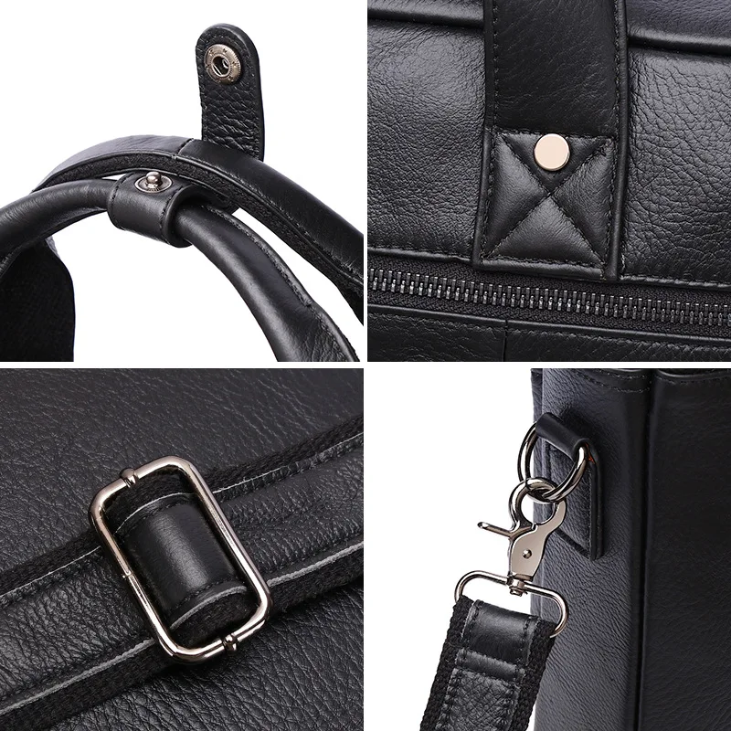 New Luxury Cow Genuine Leather Business Men's Briefcase Male Briefcase Shoulder Bag Men Messenger Laptop Computer Bag 16 Inch