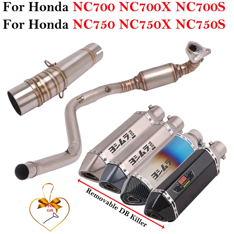 For Honda NC700 NC700X NC750 NC750X NC750S Escape Full System Motorcycle Exhaust Muffler DB Killer Front Middle Link Pipe