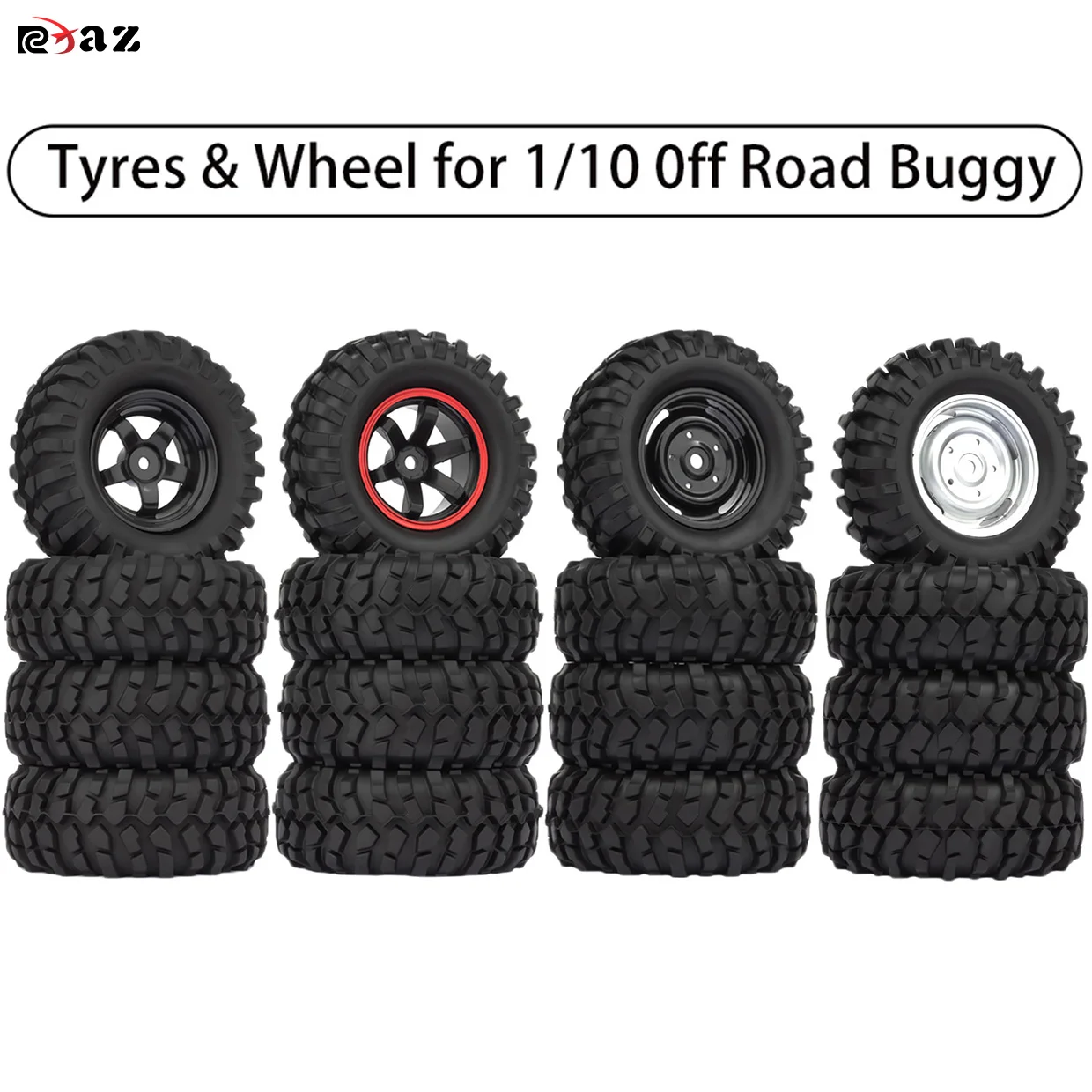 RCXAZ 96 mm 1,9 Zoll Gummifelge und Reifen Beadlock für 1/10 RC Crawler Car HSP Redcat Traxxas AXIAL SCX10 90046 RC4WD D90