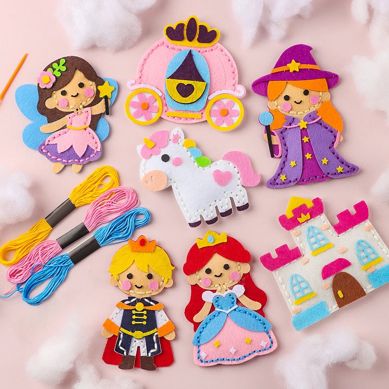 Art Craft Unicorn - ชุดเย็บผ้าสำหรับเด็ก 7 ชิ้น ชุดงานฝีมือ DIY ปราสาทเจ้าหญิงยูนิคอร์น