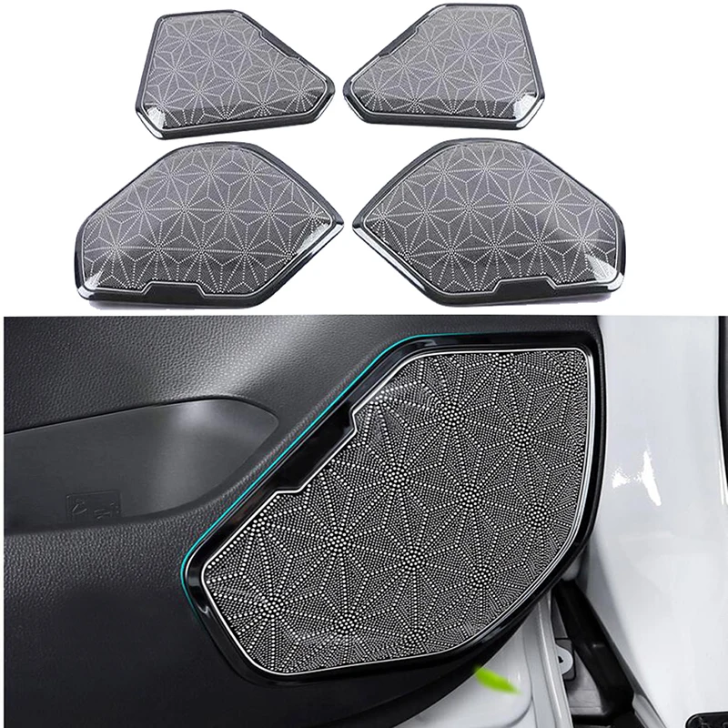 For Toyota RAV4 2019 2020 Car Inner Door Stereo Speaker Audio Ring Cover Sound Frame Decoration Trim Cover Accessories 4pcs