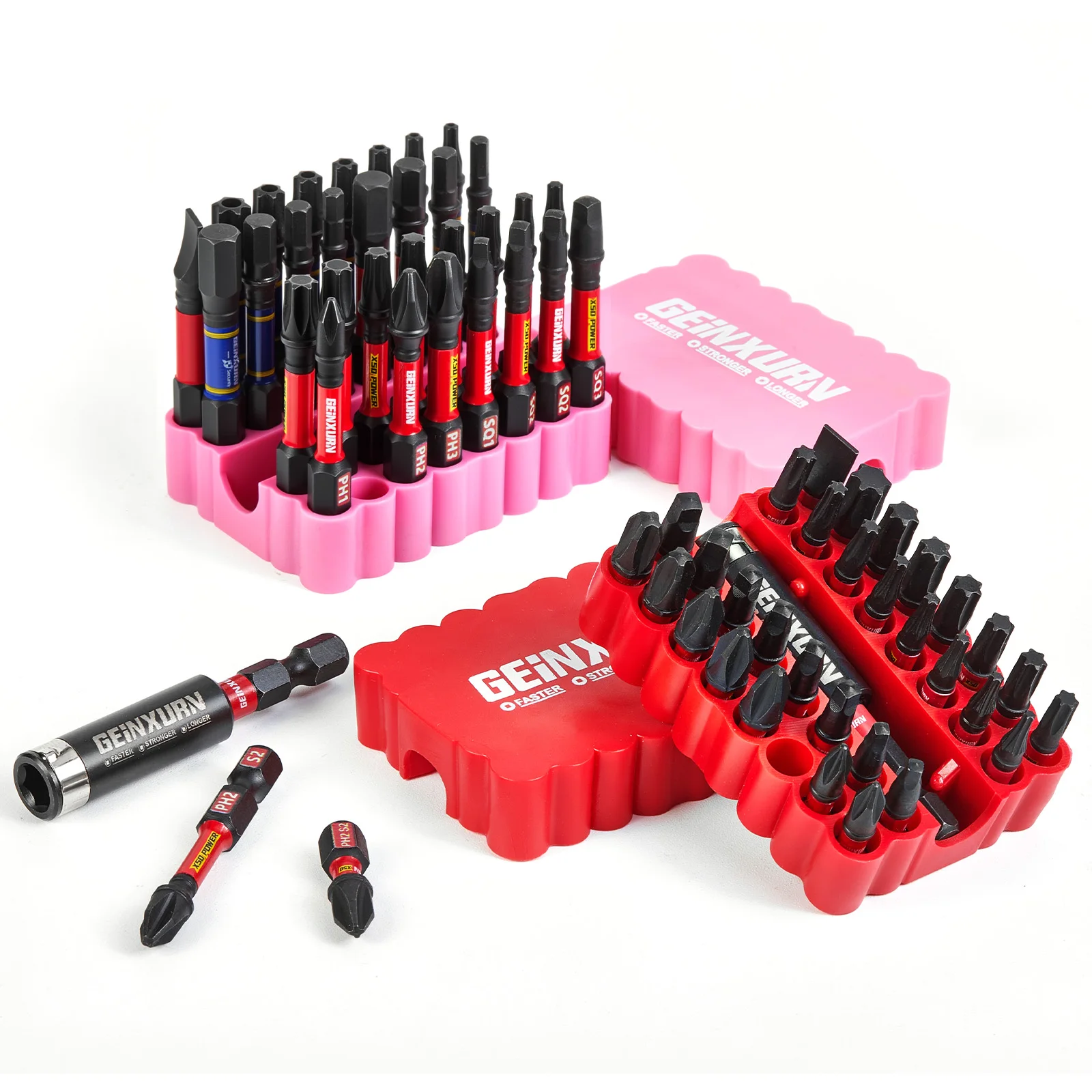 

Geinxurn 66PCS Impact Screwdriver Bits Set,1''/2''/3'' Magnetic （PH/SQ/Torx/Hex/SL)S2 Steel Bits with Bit Holder & Soft Base