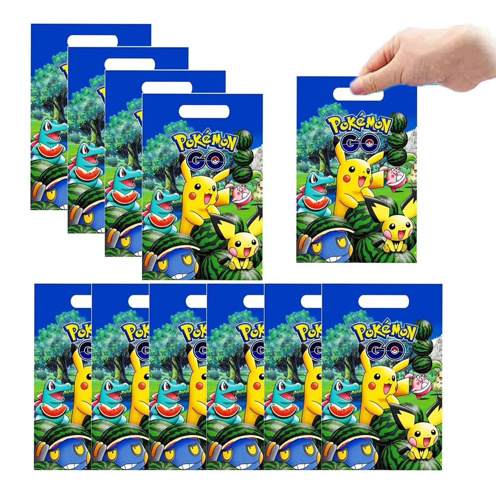 10/20/30pcs Pokemon Party Pikachu gift Bags Kids Candy Treat Bag Party Supplies Goodie Gift Bags For Kids Birthday