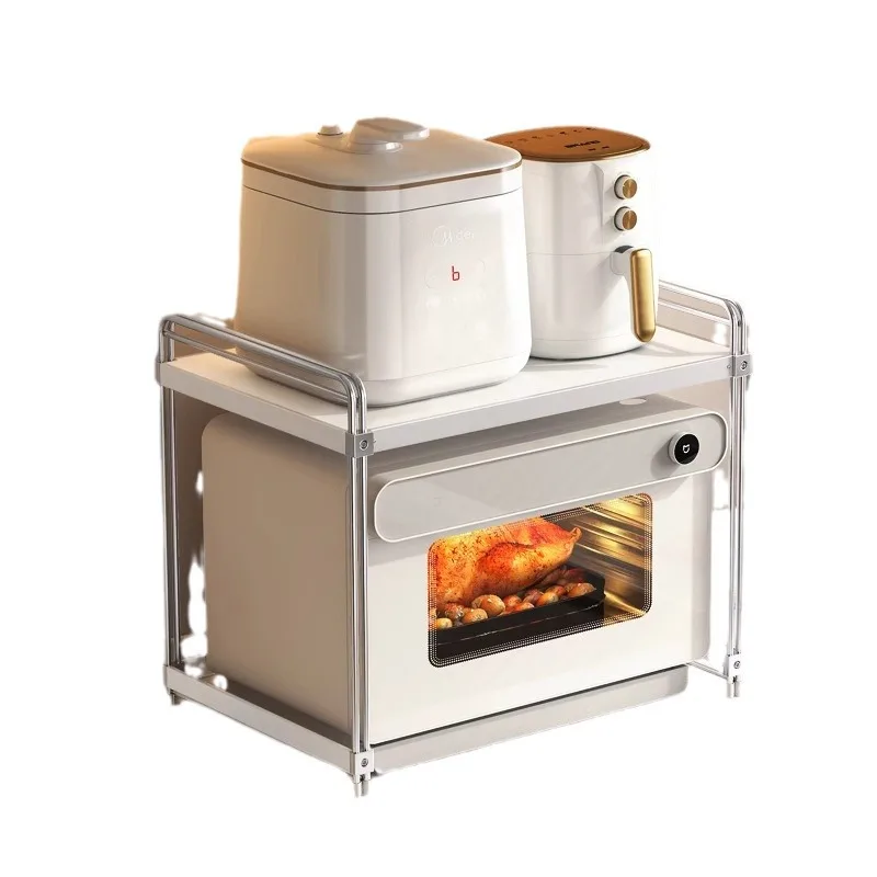 

Stainless steel + tempered glass kitchen microwave oven rack countertop oven rice cooker integrated electrical appliance