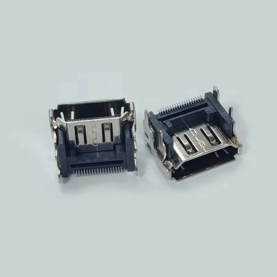 Conector hembra HDMI SMT 19P, conector Jack de 19 pines, tipo Horizontal, placa de inserción de cuatro pies para interfaz HD de TV, 20 unidades por