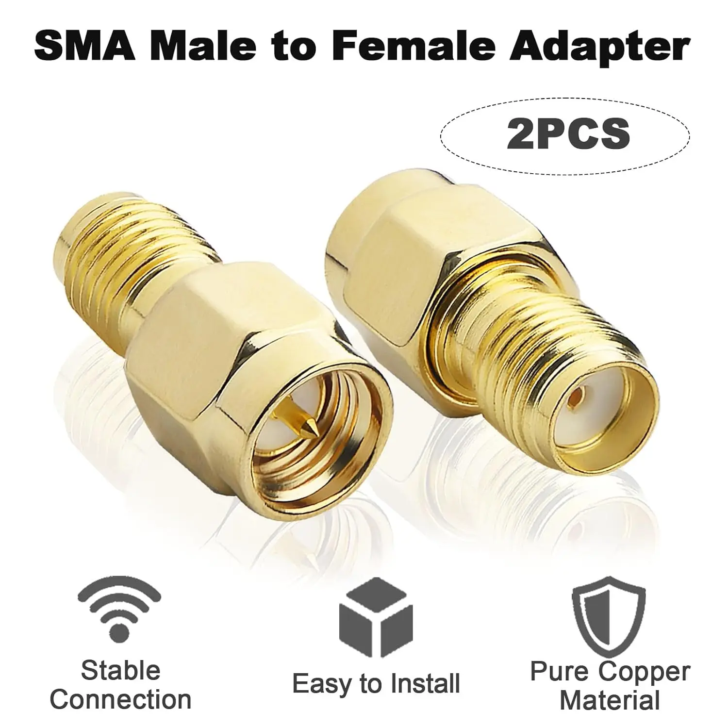 

SMA Male to Female Antenna Adapter 2 Pack Coaxial Cable Connector, Low Loss for FPV Radio WiFi Antenna Extension Cable Network