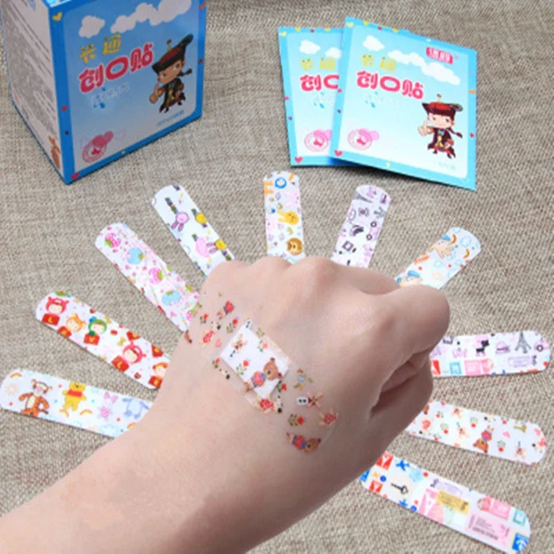 100pcs/lot Cute Cartoon Band Aid Hemostasis Adhesive Bandages First Aid Emergency Kit Wound Plaster For Kids Accessories