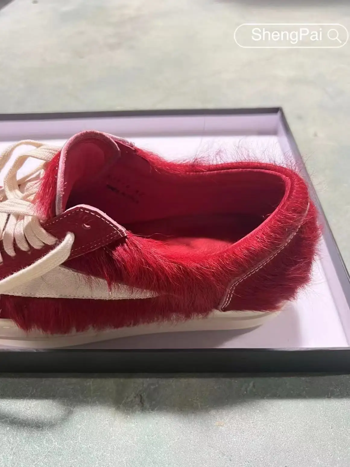 Brand Men's Shoes Red Long Hair Horsehair Vintage Casual Shoes Luxury Men's Leather Shoes Low Top Lace-up Sneakers Women's Shoes