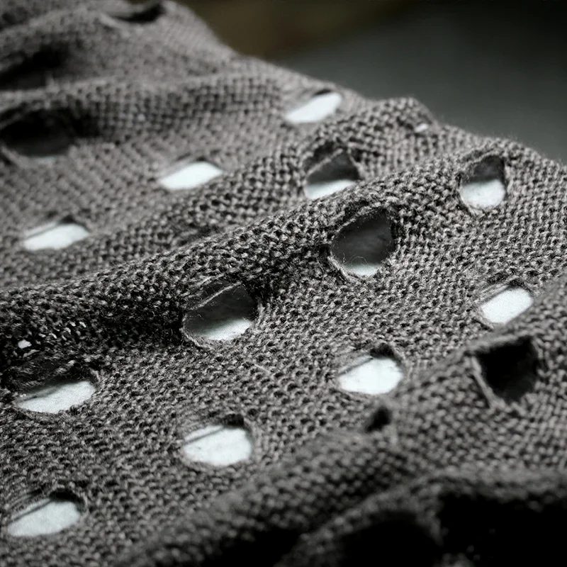 

Свитер с отверстиями, итальянская шерсть, осенне-зимнее плетение, прозрачная ткань с вырезами, шерстяная одежда, дизайнерская ткань