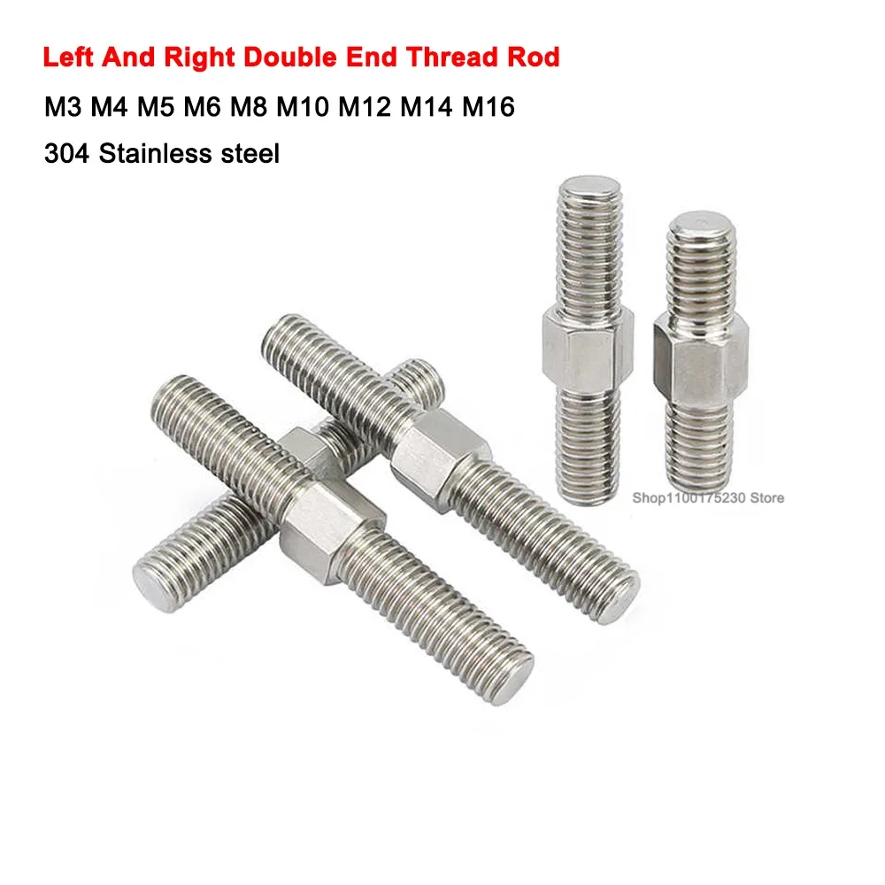 M3-M16 Left And Right Thread Double End Thread Rod Stud Bolts 304 Stainless Steel Positive/Negative Thread Bar