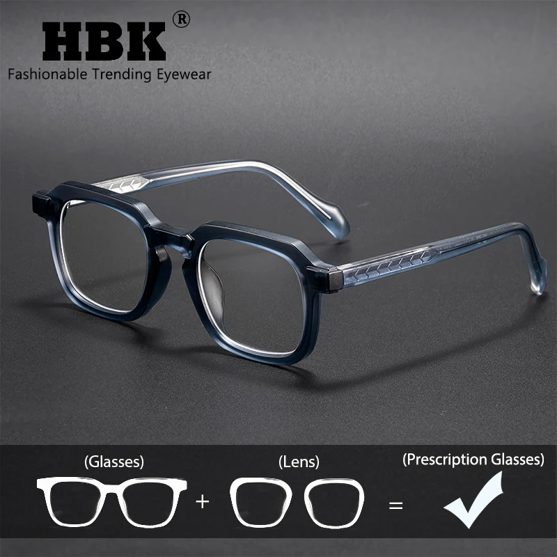 

HBK мужские оптические очки с квадратными линзами, очки по рецепту, частная настройка, модные ретро очки для чтения, близорукость