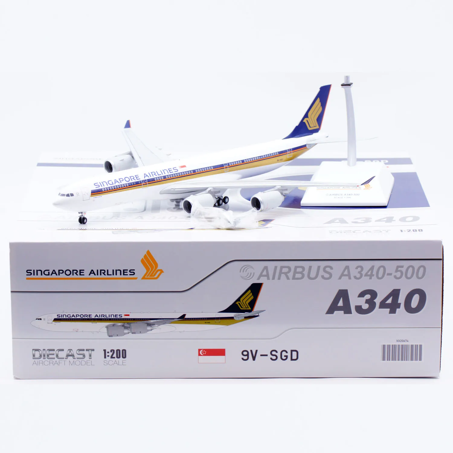 

XX20674 Alloy Collectible Plane Gift JC Wings 1:200 Singapore Airlines Airbus A340-500 Diecast Aircraft Jet Model 9V-SGD