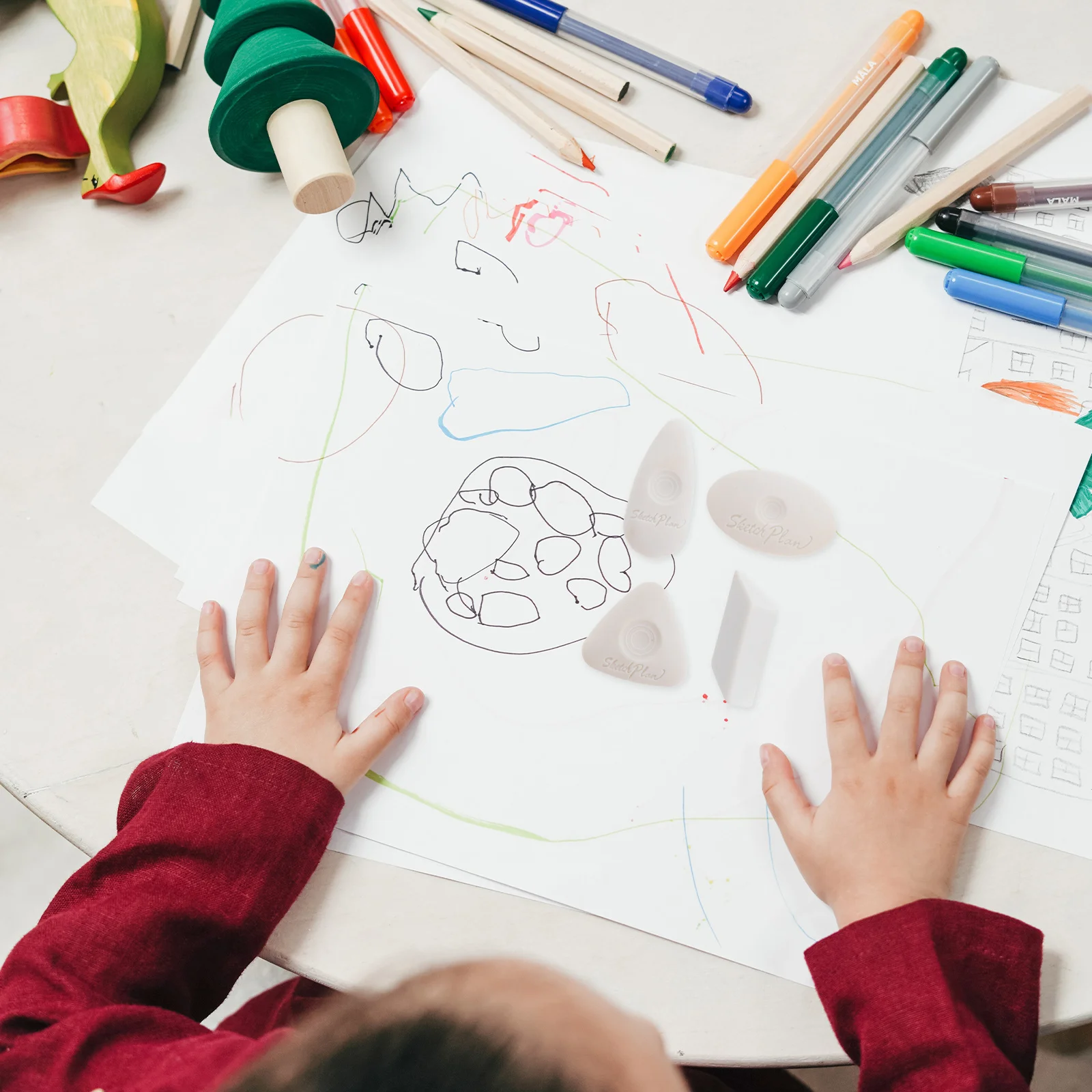 Borrador de 4 piezas para niños, suministros de dibujo, lápiz de pintura, papelería para estudiantes, borradores amasados, bocetos principales, escuela