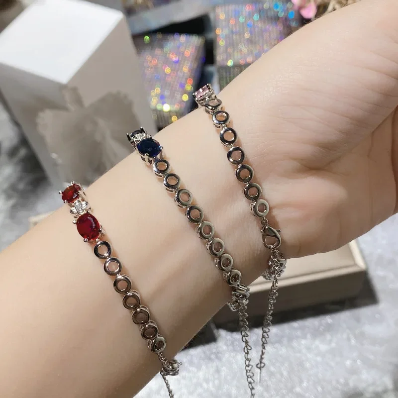 MDLFES Moiss1n الماس StyleFlower الماس الكامل مطلية بالذهب روز كريستال أقراط فو التورمالين سوار #3