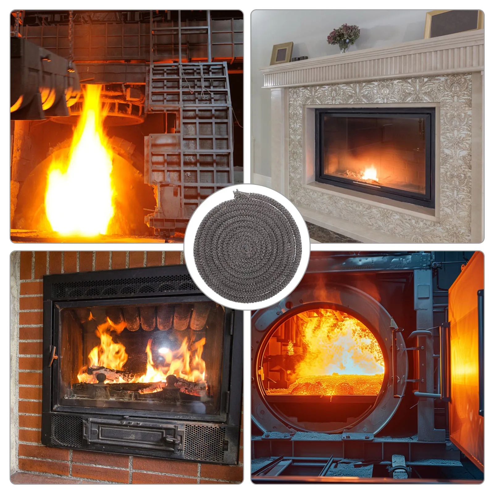 

1 Roll Fireplace Seal Rope Fiberglass Stove Gasket Wood Boiler Door Seal High Temp Resistant Sealant Strip For Fireplaces Ovens