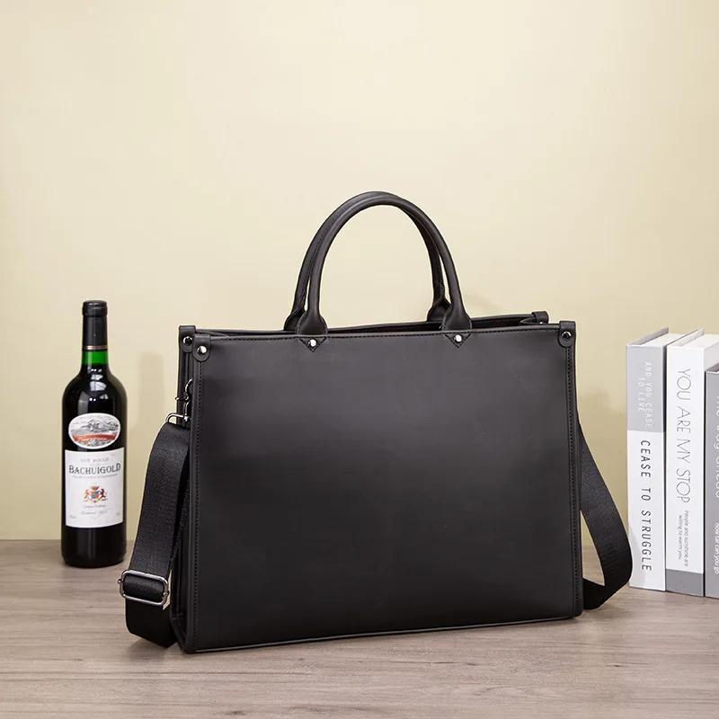 Men's laptop storage pu leather business commuting horizontal single-shoulder crossbody multi-functional briefcase