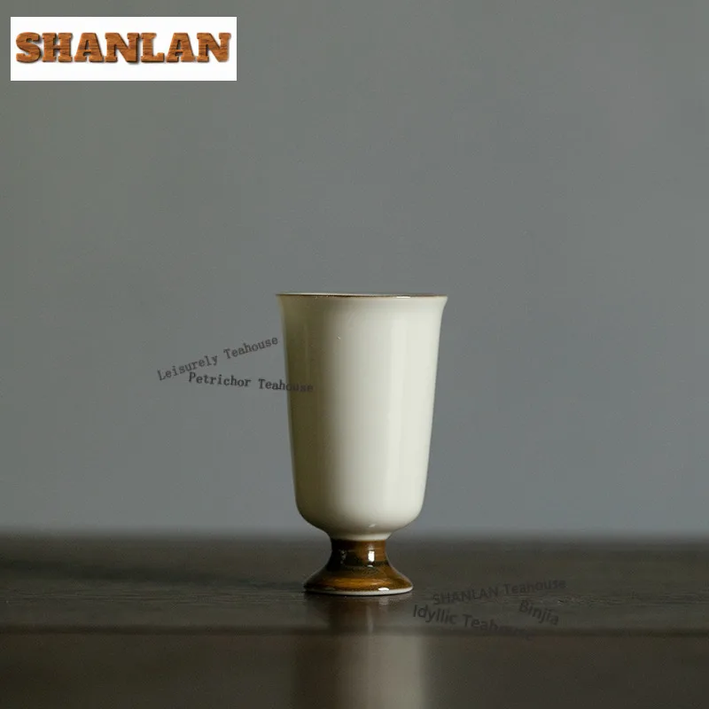 

2pc/lot Ding Kiln Yellow Porcelain Teacup Japanese Tea Bowl Tea Cup Set Tea-tasting Personal Cup Jianzhan Master Cups Tea 50ml