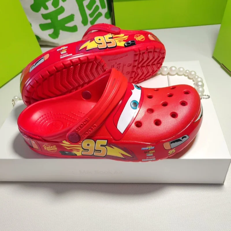 Disney Aoger Lightning Mcqueen Pixar Cartoon Solid Waterproof Slippers Outdoor Beach Shoes Sandals Casual Ankle-wrap Eva Gifts