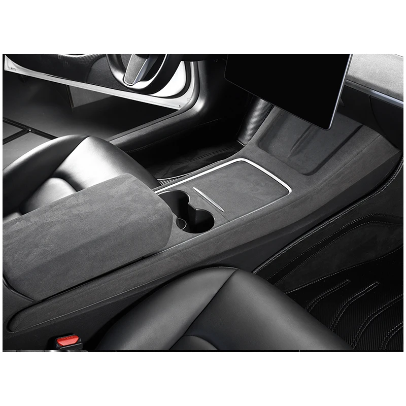 For Tesla Model Y interior Modify Suede Decor Sticker Center Console Wrap Kit/Dashboard/Armrest/Backseat Airco Outlet Cover