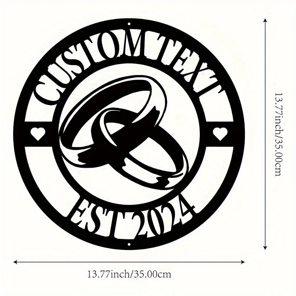 Personalized Metal Ring Wall Sculptures Customize Family Name Rustic Wedding Decor Mounted Address Plaque Perfect Gift Option