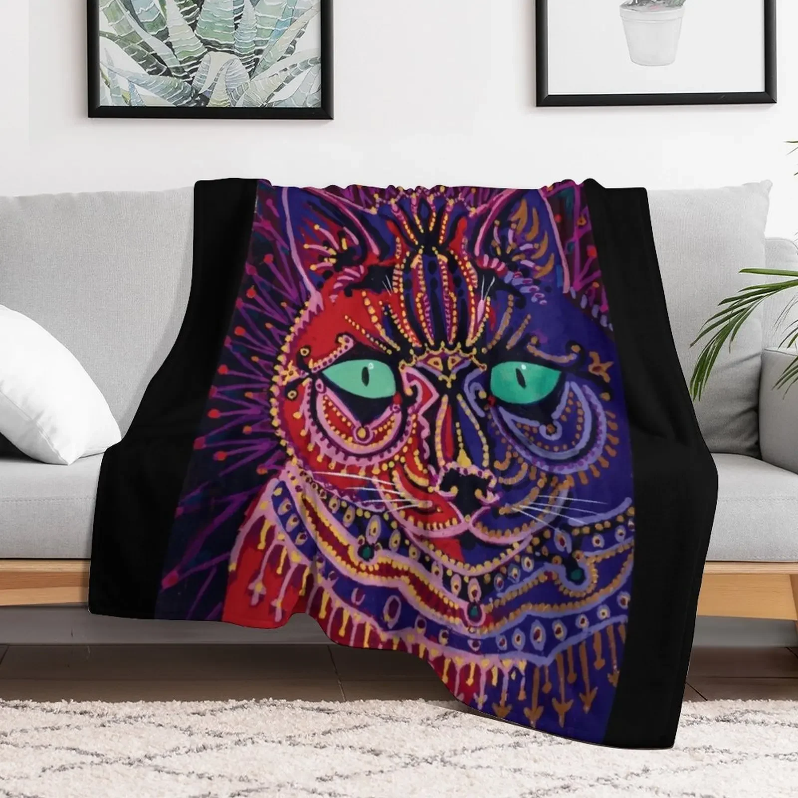Louis Wain Decorative Cat Throw Blanket Cozy Sofa Blanket for TV Watching Napping