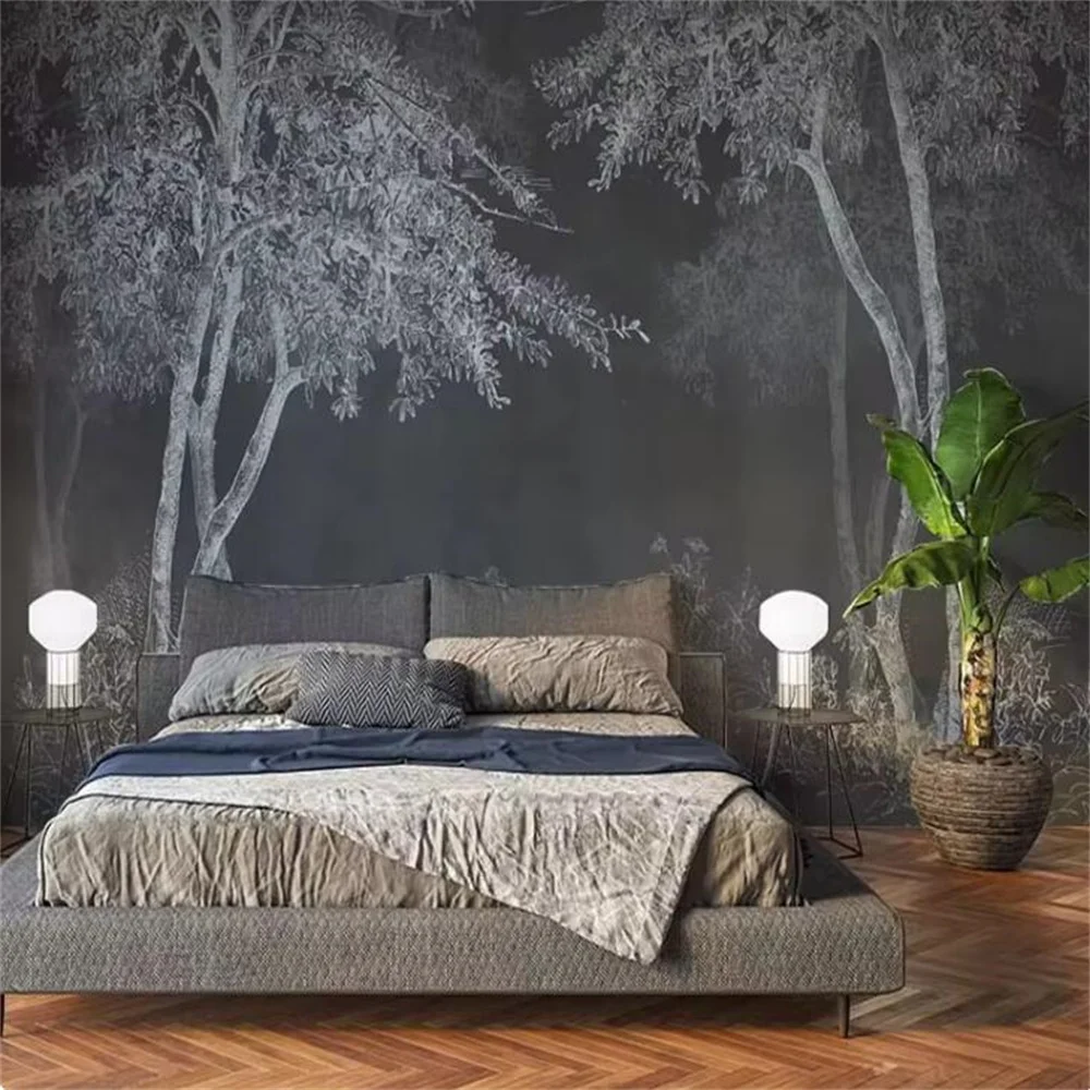 Custom Wallpaper 3d Photo Nordic Mural Modern Abstract Forest Woods Wall Home Decor Bedroom Living Room Sofa TV Background Grey