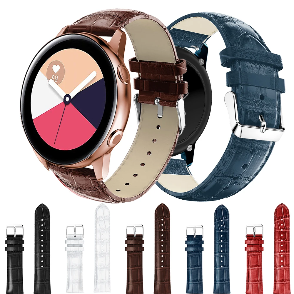 

20mm Crocodile Texture Genuine Leather Watch Strap Replacement for Samsung Galaxy Watch Active