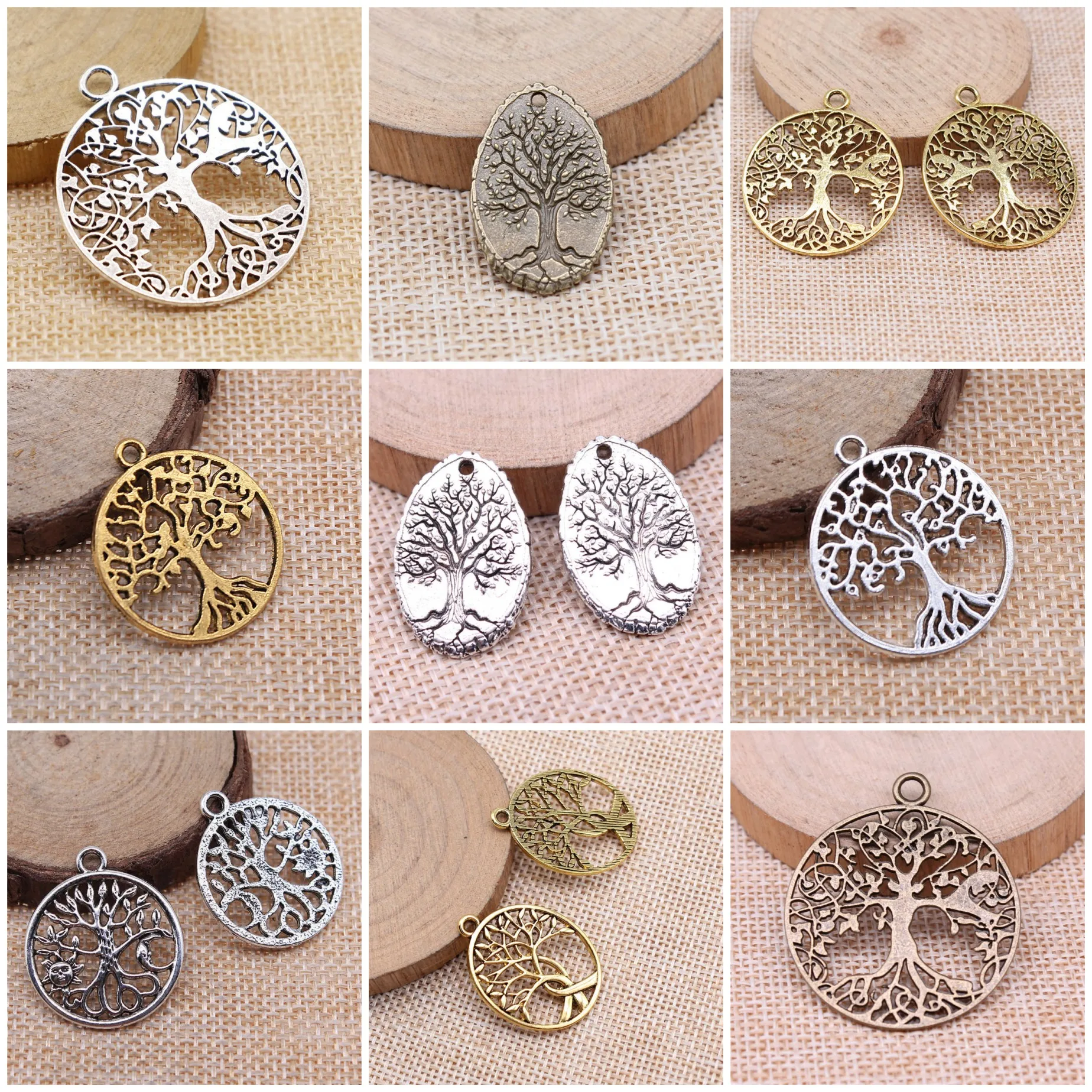 Vintage Heart Shape Tree Of Life Charms Pendant Family Love Charms Pendant Bulk For DIY Jewelry Making Bracelet Necklace