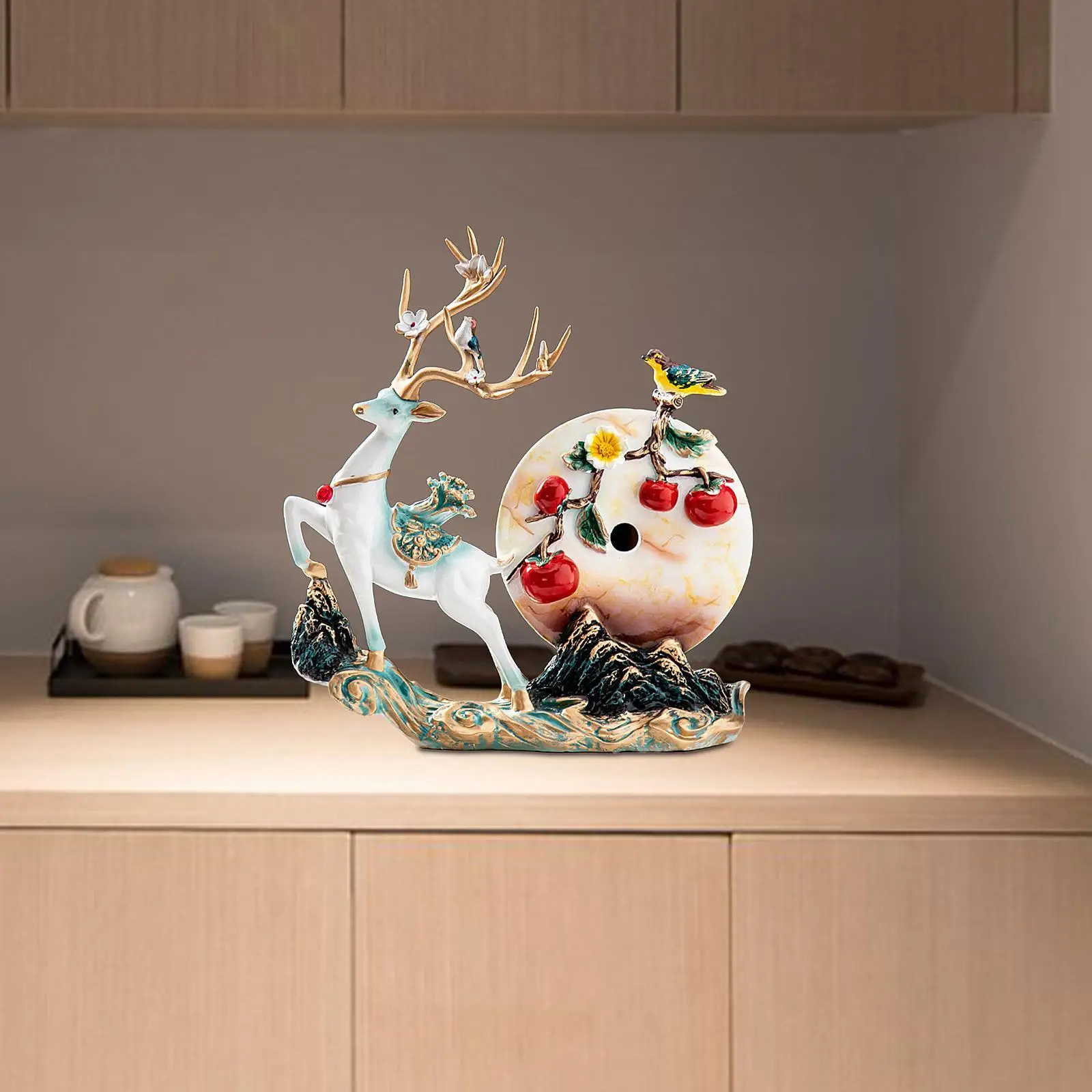 

Deer Figurine Resin Items Decorative Desktop Ornament Deer Sculpture for Shelf Countertop Living Room Home Decoration