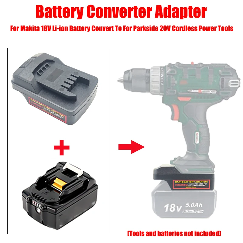 Адаптер-переходник для батареи Parkside, инструменты 20 В для Makita, литиевые батареи 18 В для электроинструмента с литиевой батареей Parkside 20 В