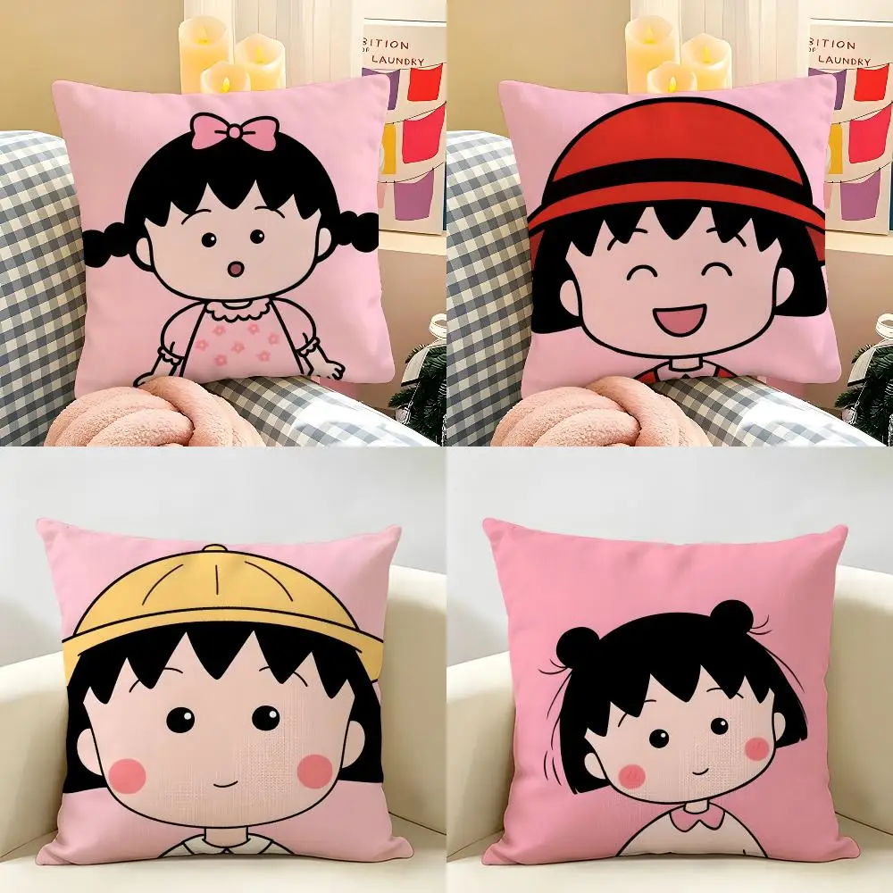 Pillow Case Linen Pillows Case Cushions Case Sofa Pillows Case Decor Home C-Chibi M-Maruko Chan