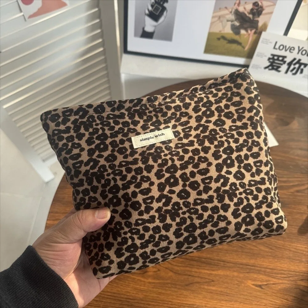 

Портативная косметичка на молнии с леопардовым принтом, большая вместительная сумка для макияжа, органайзер для путешествий