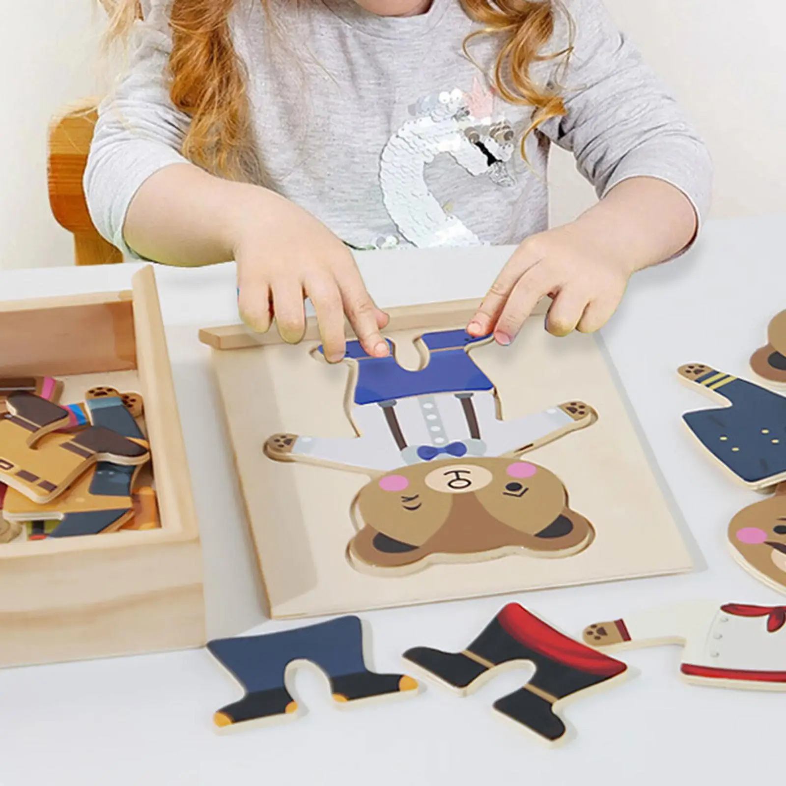 Bear fur s Up Puzzle pour filles et garçons, apprentissage alth, changement de vêtements, jeux