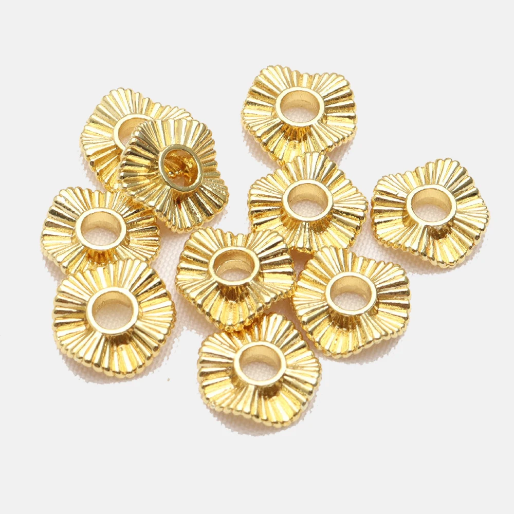 20 قطعة 18 كيلو مطلية بالذهب النحاس خزر عازل شقة مستديرة فضفاض متموجة القرص الخرز ل أساور يدوية القلائد أقراط صنع المجوهرات