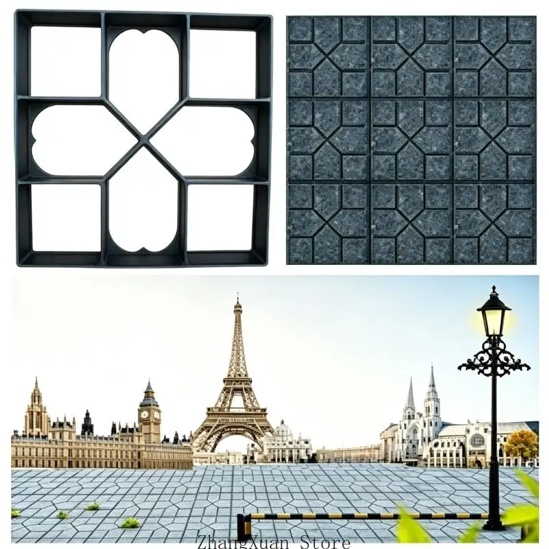 Polypropylene Concrete Paver Form Manual Outdoor Brick Casting Frame with Square Cell Layout for Garden Paving and Yard