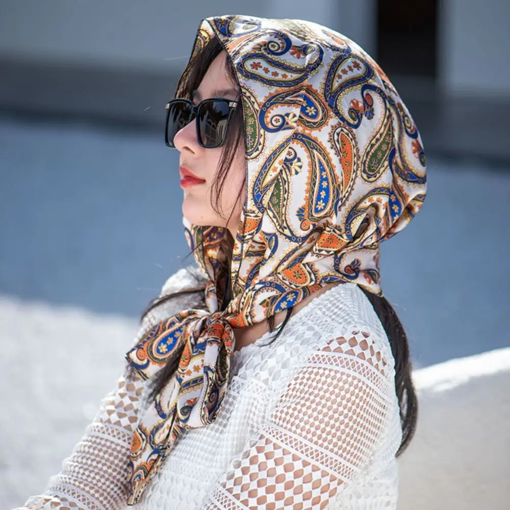 

Summer Simulation Silk Muslim Turban Sun-Resistant Breathable Baotou Hat Soft Headscarf Women