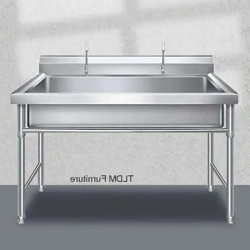 Commercial Stainless Steel Kitchen Sinks with Bracket Single Washing Sinks Integrated for Restaurant School Custom Wash Basin GL