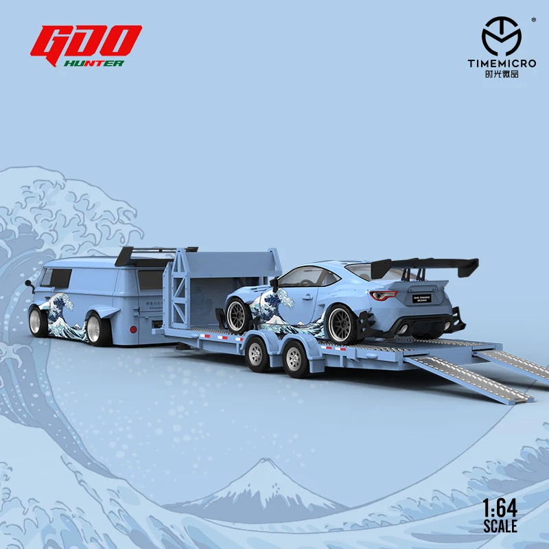 GDO X TimeMicro 1:64 86/ Volkswagen T1/Supra A80Z Kanagawa Sursuri model przyczepy ze stopu malowanego