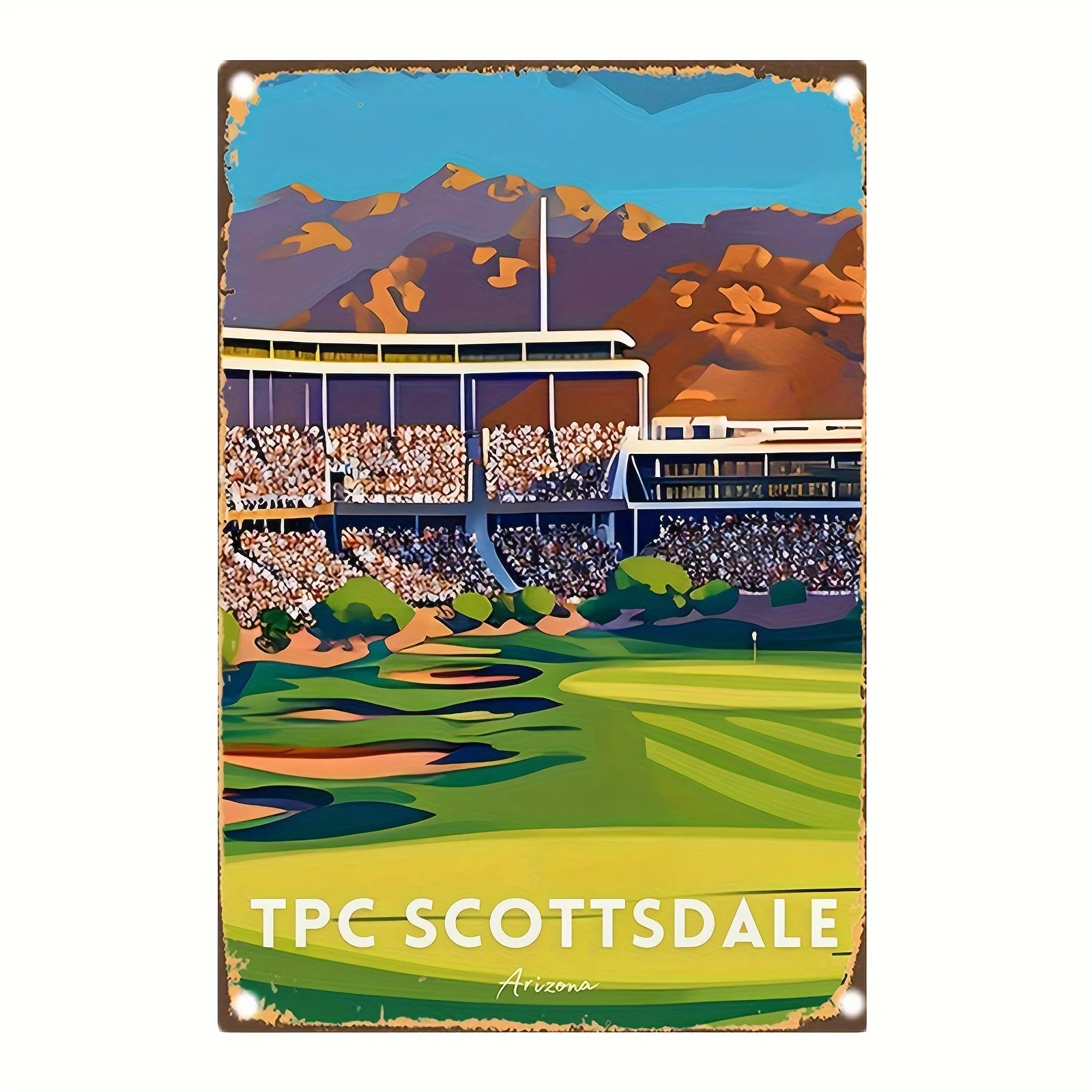 [TPC Scottsdale Arizona Wall Art] , Vintage Golf Course Metal Tin Sign, es, Iron Artwork, Home, Garden, Bar, Office Decor, TP